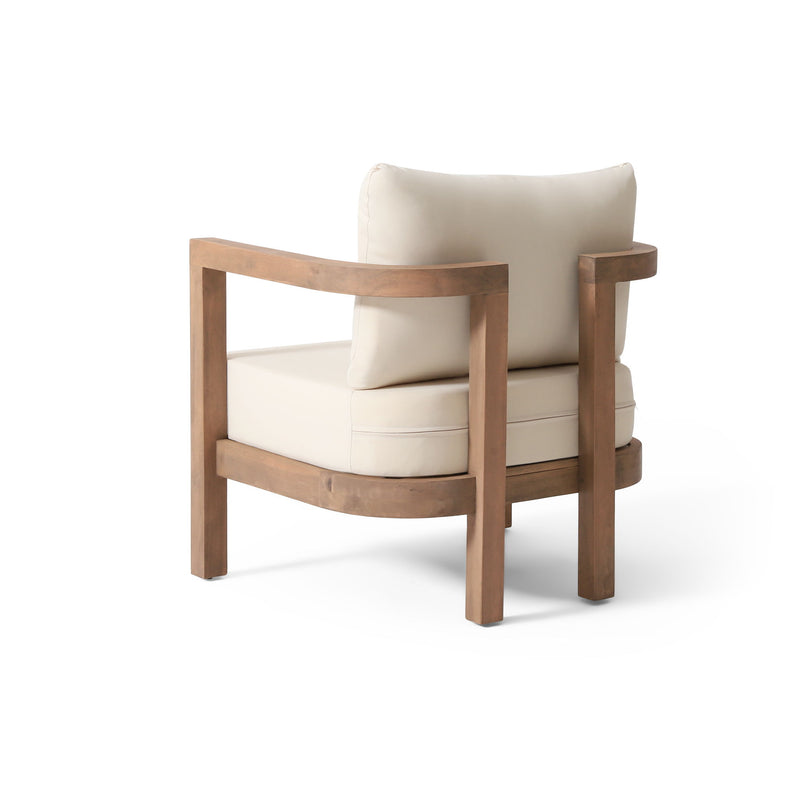 Outdoor Acacia Wood Patio Club Chair, Waterproof Thick Cushion, Deep Seating
