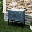 Modern Freestanding Bathroom Vanity With Ceramic Sink, Hot And Cold Faucet, Storage Cabinet & Open Shelf