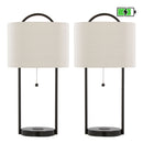 Porto - Contemporary Table Lamp With Wireless Charging (Set of 2) - Oil Bronze / Natural