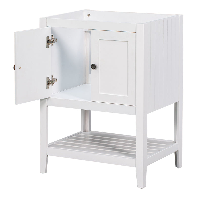 Bathroom Vanity Base Only, Soild Wood Frame, Bathroom Storage Cabinet With Doors And Open Shelf