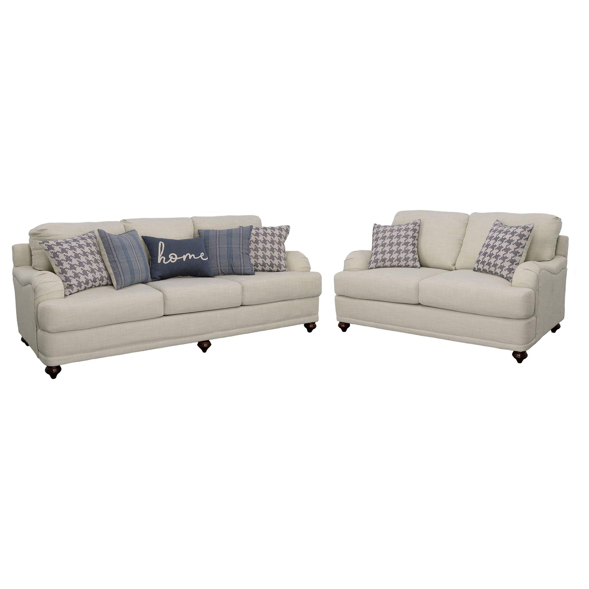 Glenn 2-piece Upholstered Sofa Set Light Grey and Blue