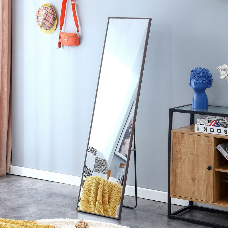 Solid Wood Frame Minimalist Mirror, Bathroom Bedroom Wall Mirror. Enhance Modern Interior Design - Gray / Transparent