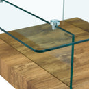 Modern 2 Tier Square Coffee Table, Elegant Marble Pattern