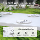 6 Piece Dining Set Modern Outdoor Patio Furniture, 4 Dining Chairs & 1 Dining Bench Sunbrella Fabric And 2 Tone Rectangle Table With Umbrella Hole - Matte White / Grayish