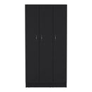Wardrobe Armoire With 3 Doors And 2 Inner Drawers, 3 Doors - Black