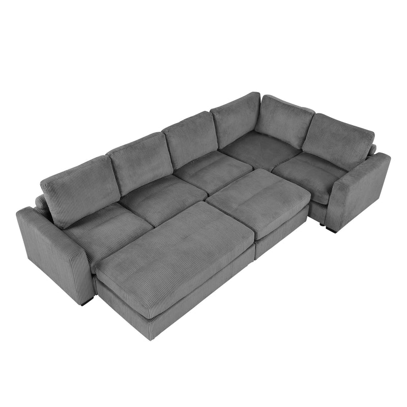 Sectional Couch Sofa Bed Modular Sofa With Two Movable Ottomans For Living Room