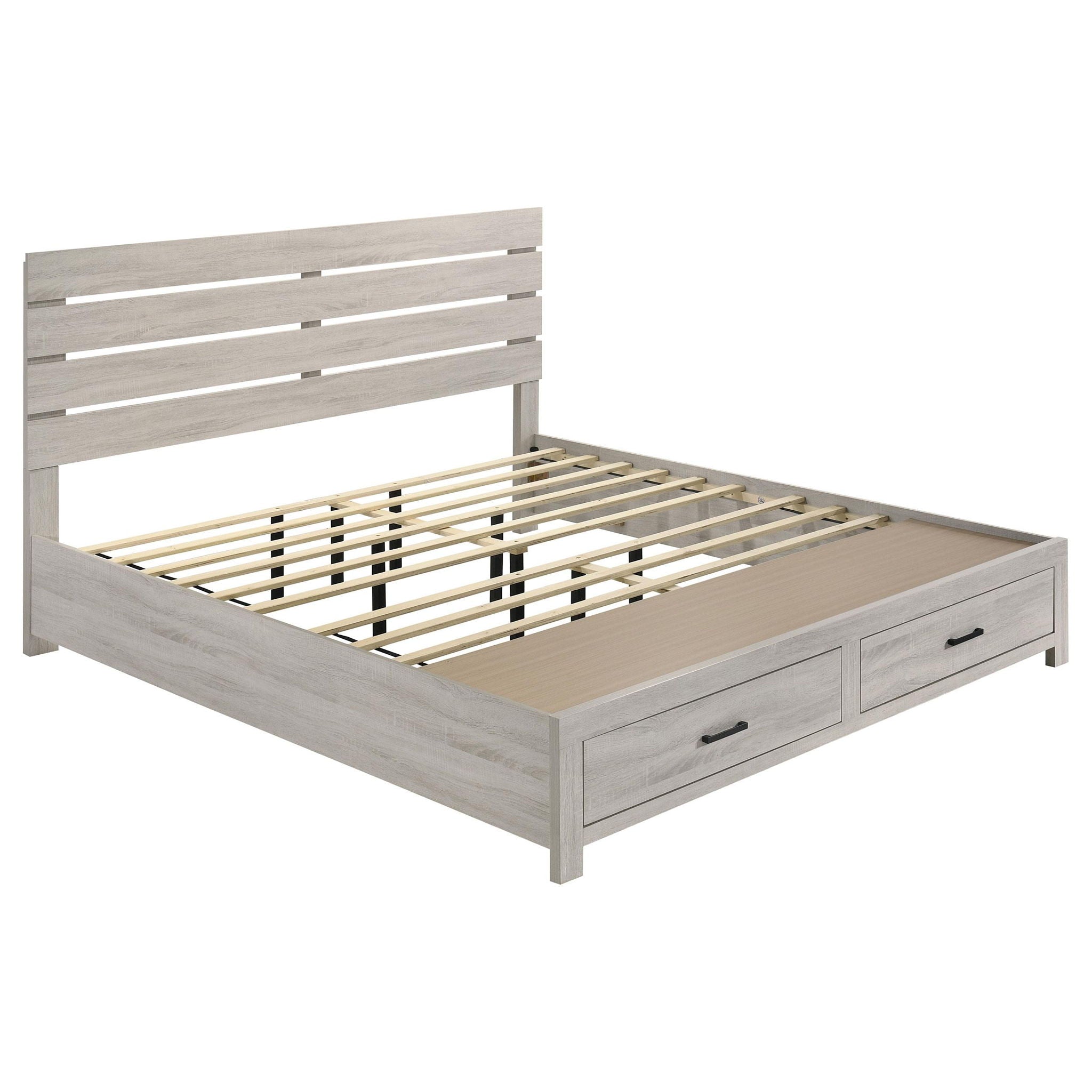 Brantford Wood Eastern King Storage Panel Bed Coastal White