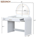 Makeup Vanity Table With Mirror Touch Screen Lighted Mirror, Dressing Table With Drawer For Bedroom - White