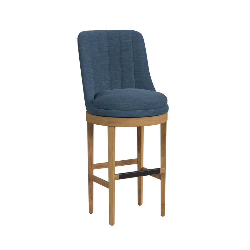 Carmen - Swivel Bar Stool (Set of 2) - Natural / Blue