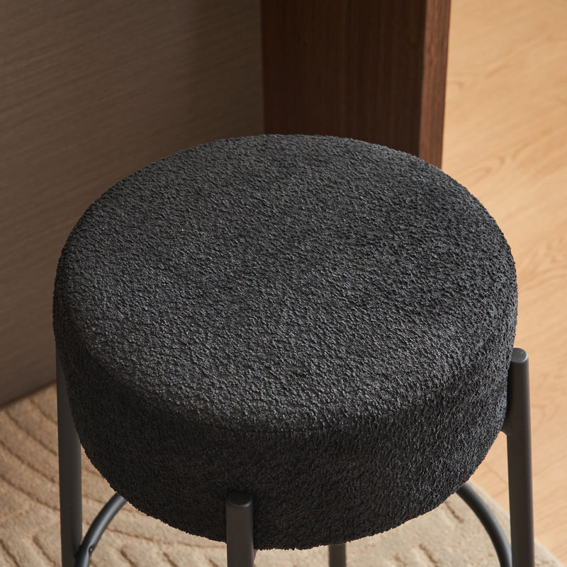 Round High Bar Stools (Set of 2), Contemporary Upholstered Dining Stools For Kitchens, Coffee Shops And Bar Stores