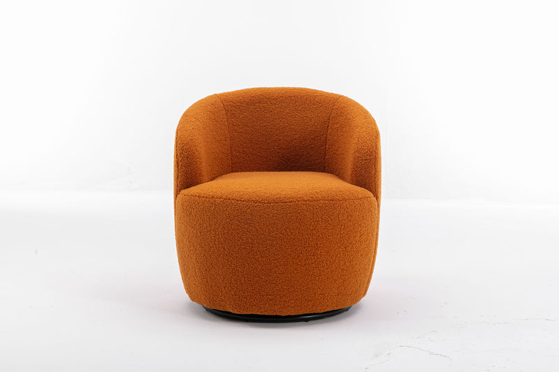 Teddy Fabric Swivel Accent Armchair Barrel Chair With Powder Coating Metal Ring