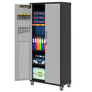 Metal Garage Storage Cabinet With Wheels Heavy Duty Tool Storage Cabinet - Brushed Nickel