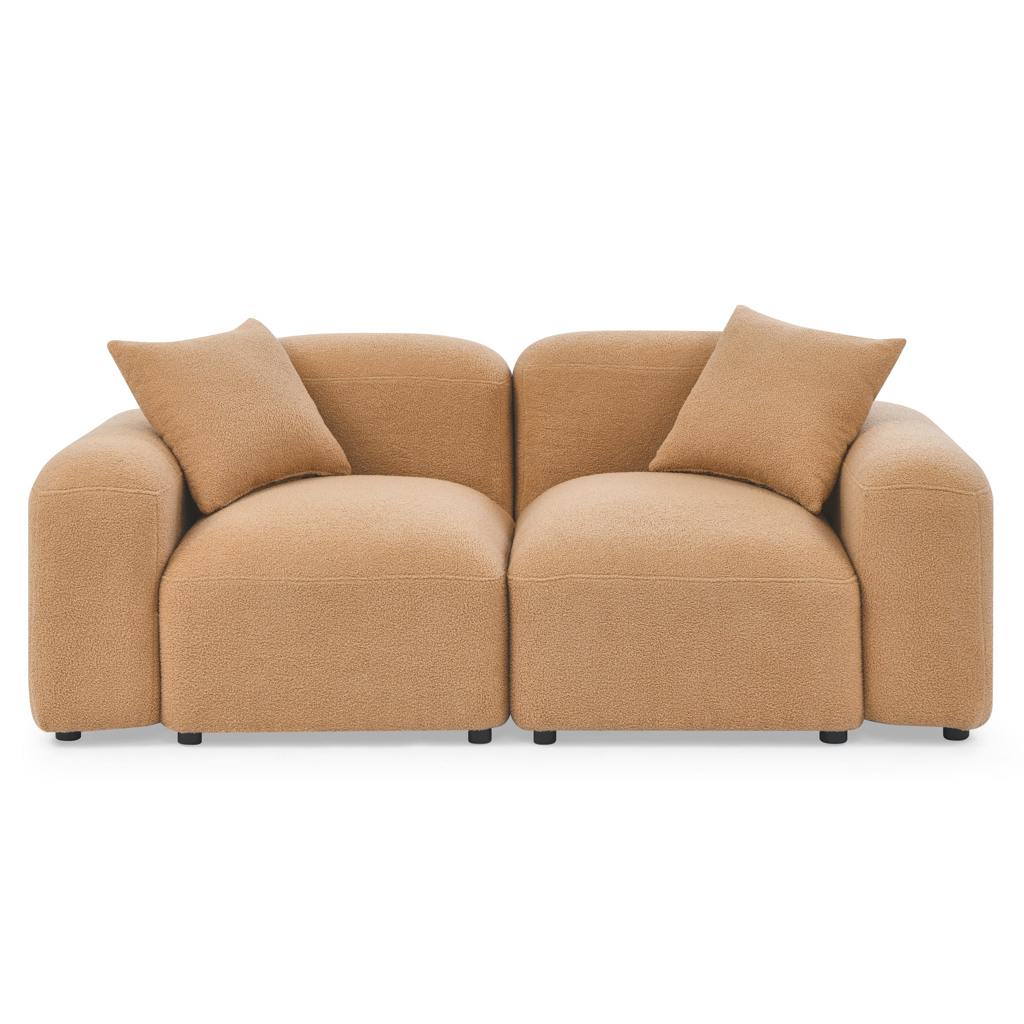 L-Shape Modular Sectional Sofa, DIY Combination,Teddy Fabric,Camel