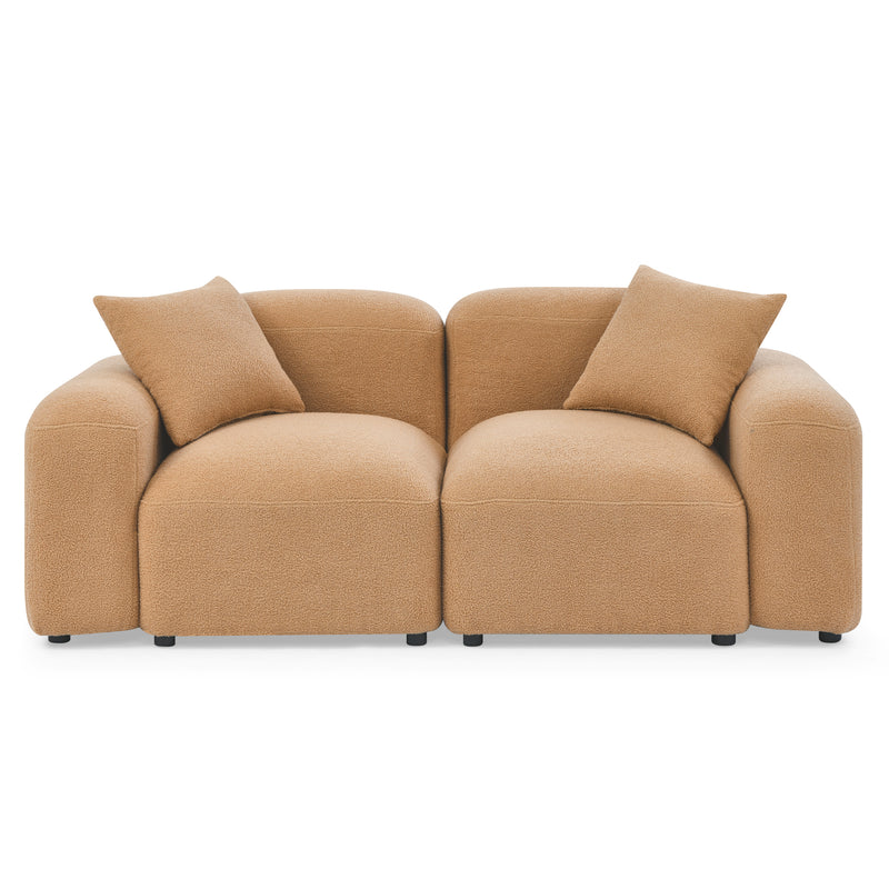 L-Shape Modular Sectional Sofa, DIY Combination,Teddy Fabric,Camel