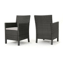 Outdoor Rattan Dining Chair With Straight Legs And Sloped Arms