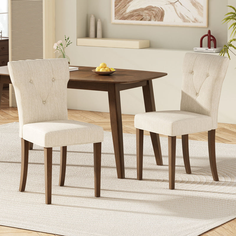 Mid Century Style Wood Dining Table With Rounded Corners - Walnut