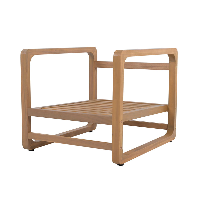 Outdoor Lounge Chair With Oversized Cushion (Set of 2) - Acacia Wood