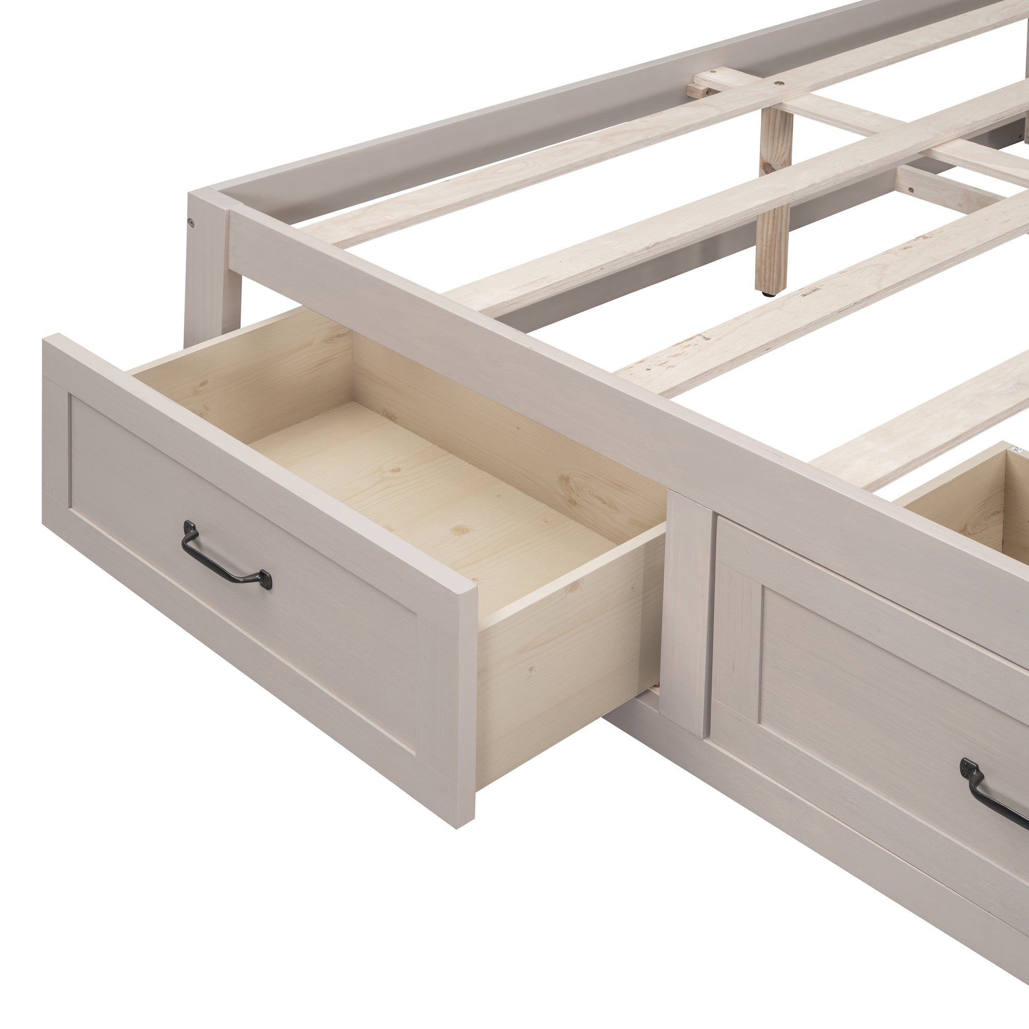 Full Size Platform Bed with 6 Storage Drawers,Antique White - Atlantic Fine Furniture Melbourne FL