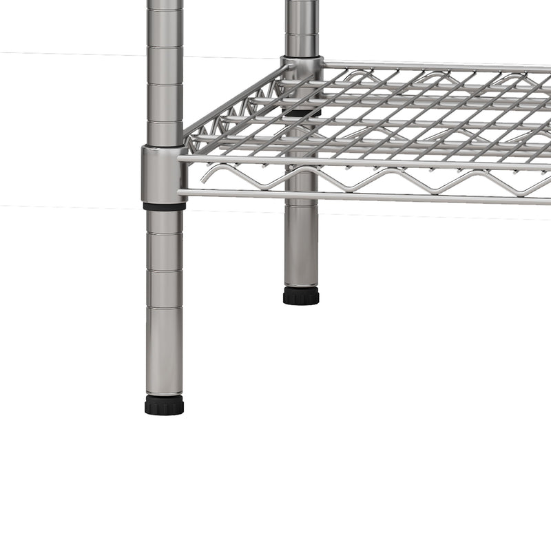Heavy Duty Adjustable Shelving Unit, 5 Tier Wire Storage Shelves With Wheels - Brushed Nickel