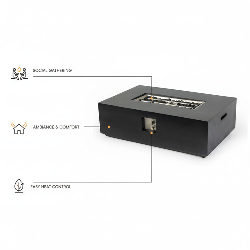 Propane / Natural Gas Fire Pit Table, 50,000 BTU - Charcoal