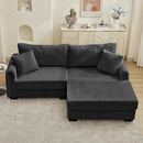 2 Seater L Shaped Chaise Sofa With Reversible Cushion, USB - C Charging Port, Storage Pocket, Convertible Left / Right Design