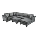 Contemporary U - Shaped Sectional Sofa With Movable Storage Ottoman