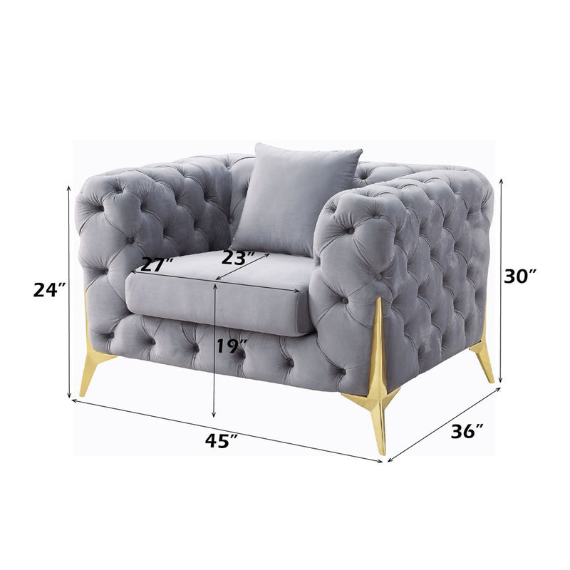 Jelanea - Chair - Gray Velvet & Gold Finish