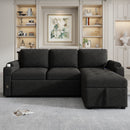 Convertible L Shaped Sofa Couch With Storage, Cup Holders, USB Ports