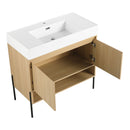 Modern Bathroom Vanity Combo With Single Resin Sink And Storage Cabinet