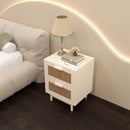Nightstand With 2 Drawers, Storage Side Table For Bedroom - Antique Natural / Rattan