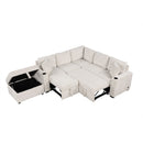 Sectional Sofa Convertible Pull-Out Sofa Bed With A Movable Storage Ottoman For Living Room