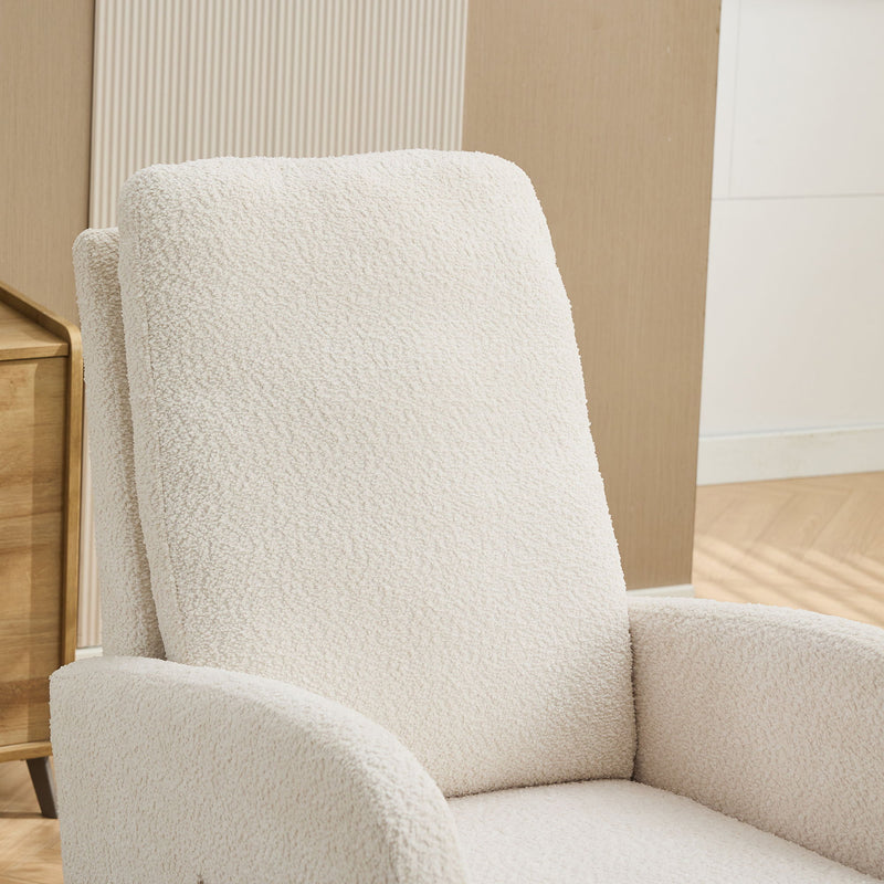 High Back Glider Rocking Chair With Retractable Footrest And Rubber Wood Legs