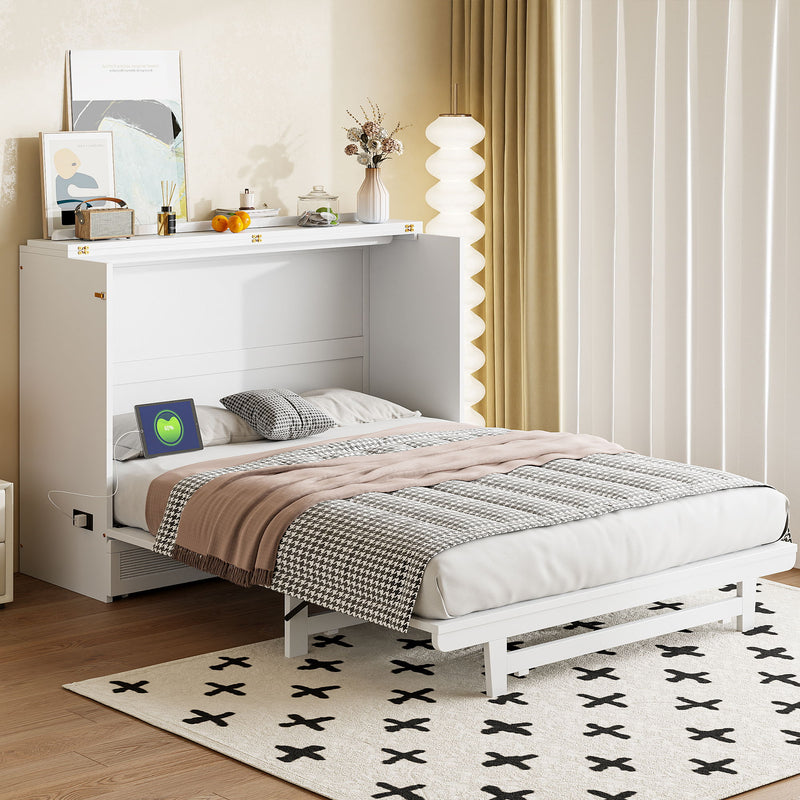 Murphy Bed With Large Drawer, USB Ports And Outlets