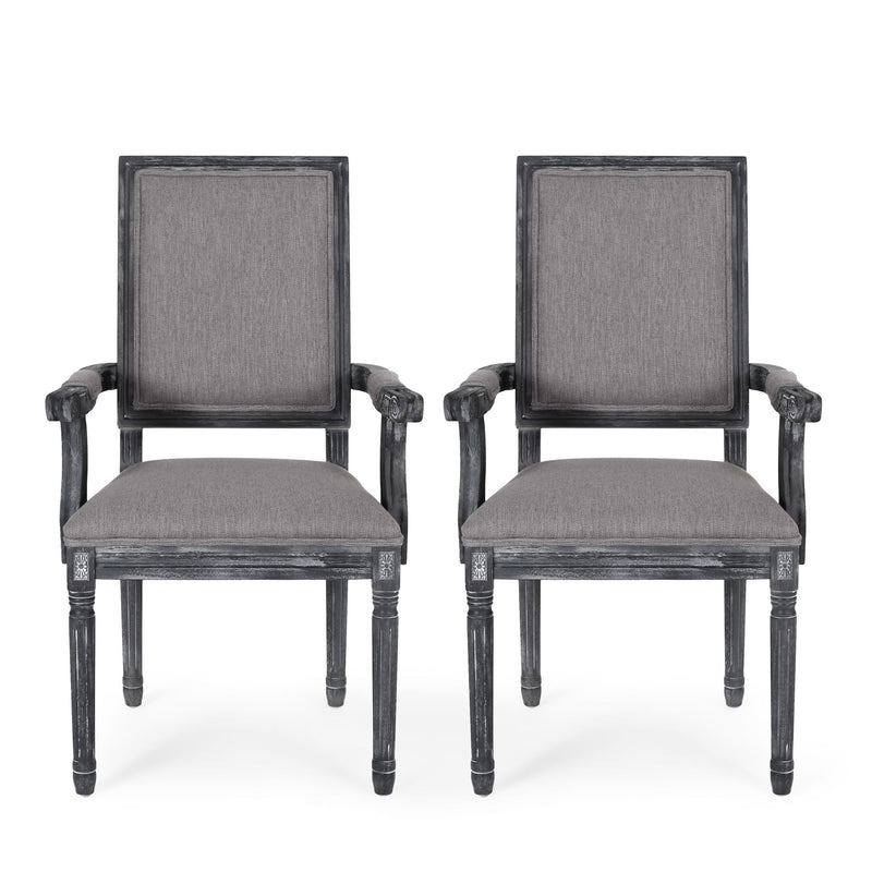 French Country Style Upholstered Dining Chair With Square Backrest