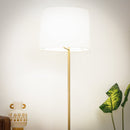 Zenith - Offset Base Floor Lamp With Drumshaped Linen Shade - Gold / White