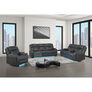 Blanca - Power Reclining Sofa With LED Lights And Power Headrest Frame - Charcoal