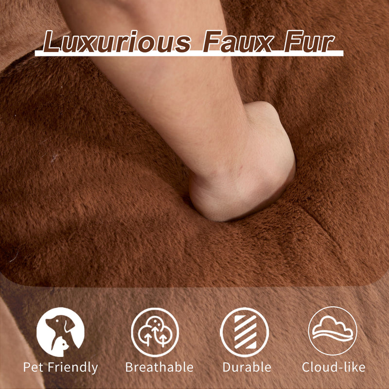 Giant Bean Bag Couch, Ultra Soft Fluffy Loveseat For Living Room Reading Chair With Pillows - Brown