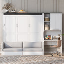 Multi Functional Murphy Bed With Sofa, Desk, And Storage Cabinet, Queen Size - White