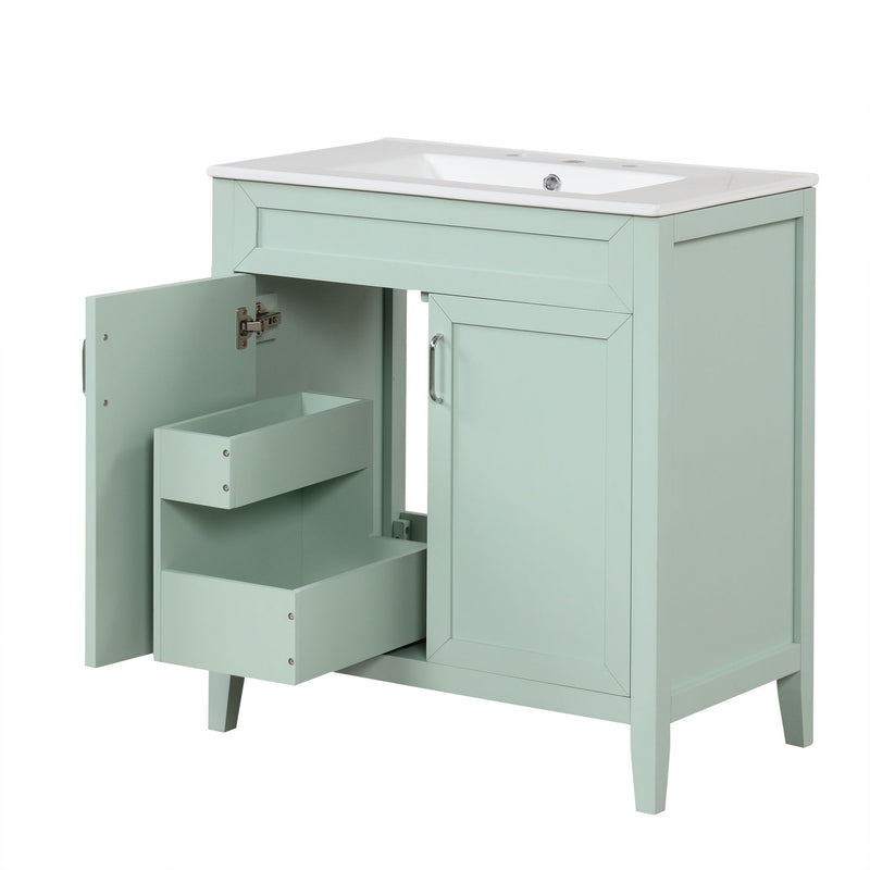 Bathroom Vanity With Sink, Combo, Cabinet With Doors And Drawer, Solid Frame And MDF Board