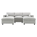 Modular Sectional With Storage Pockets, 5 Seat U Shaped Couch Set With Pillows, Free Combination Modern Cloud Sofa With 2 Movable Ottoman