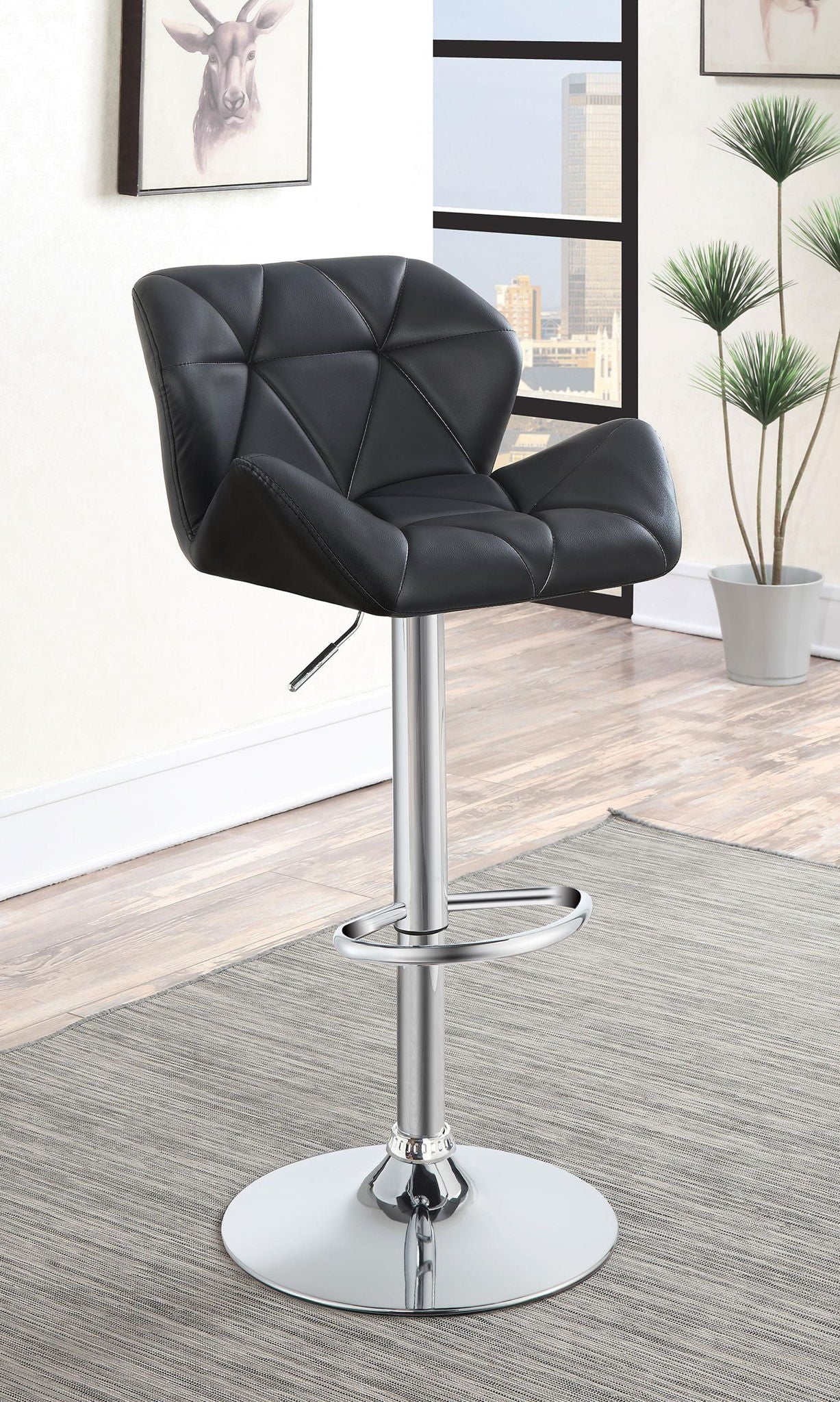 Berrington Upholstered Adjustable Bar Stool Black (Set of 2) - Atlantic Fine Furniture Melbourne FL