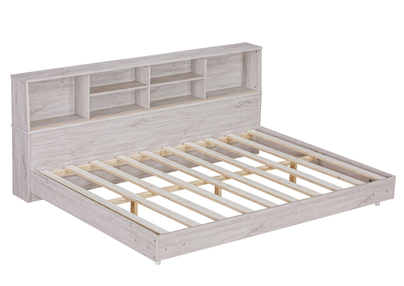 Full Size Daybed Frame with Storage Bookcases,White Oak