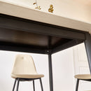 Mid Century Modern Dining Table Round White Sintered Stone Top Heavy Duty Metal Legs Waterproof Surface For Kitchen Dining Room Or Office Furniture - White / Black