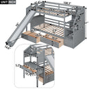 Bunk Bed With Storage Staircase, Slide, Desk, Drawers, And Shelves