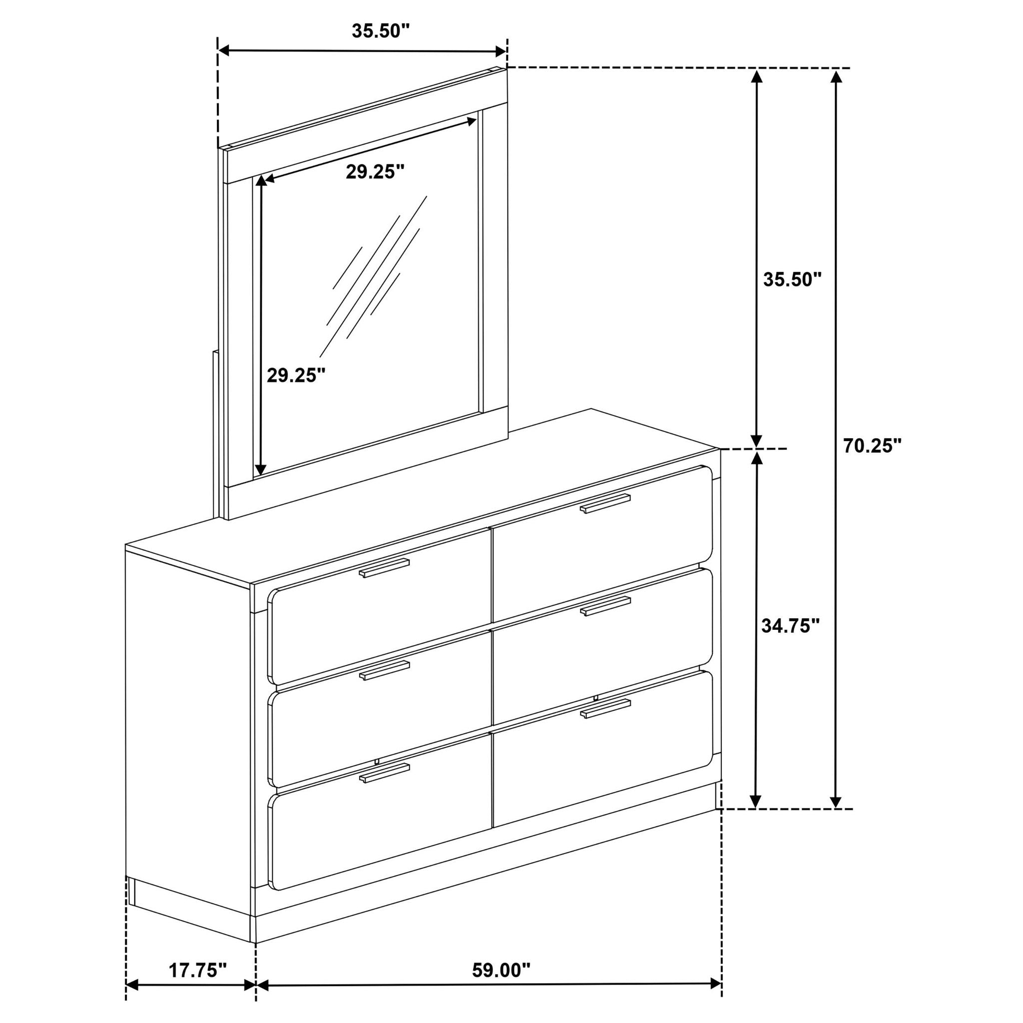Caraway 6-drawer Dresser with Mirror Black