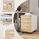 3 Drawer Mobile File Cabinet Under Desk Office, Simple Style Versatile Storage Cabinet For Legal / Letter / A4 Files, 5 Wheel Design Anti-Tilting Cold Rolled Steel Waterproof Moisture-Proof