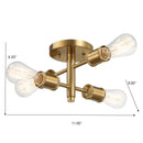 Ephemeral - 4 Lights Semi Flush Mount Retro Hallway Kitchen Bedroom Living Room Ceiling Pendant - Antique Brass / Clear / Gold