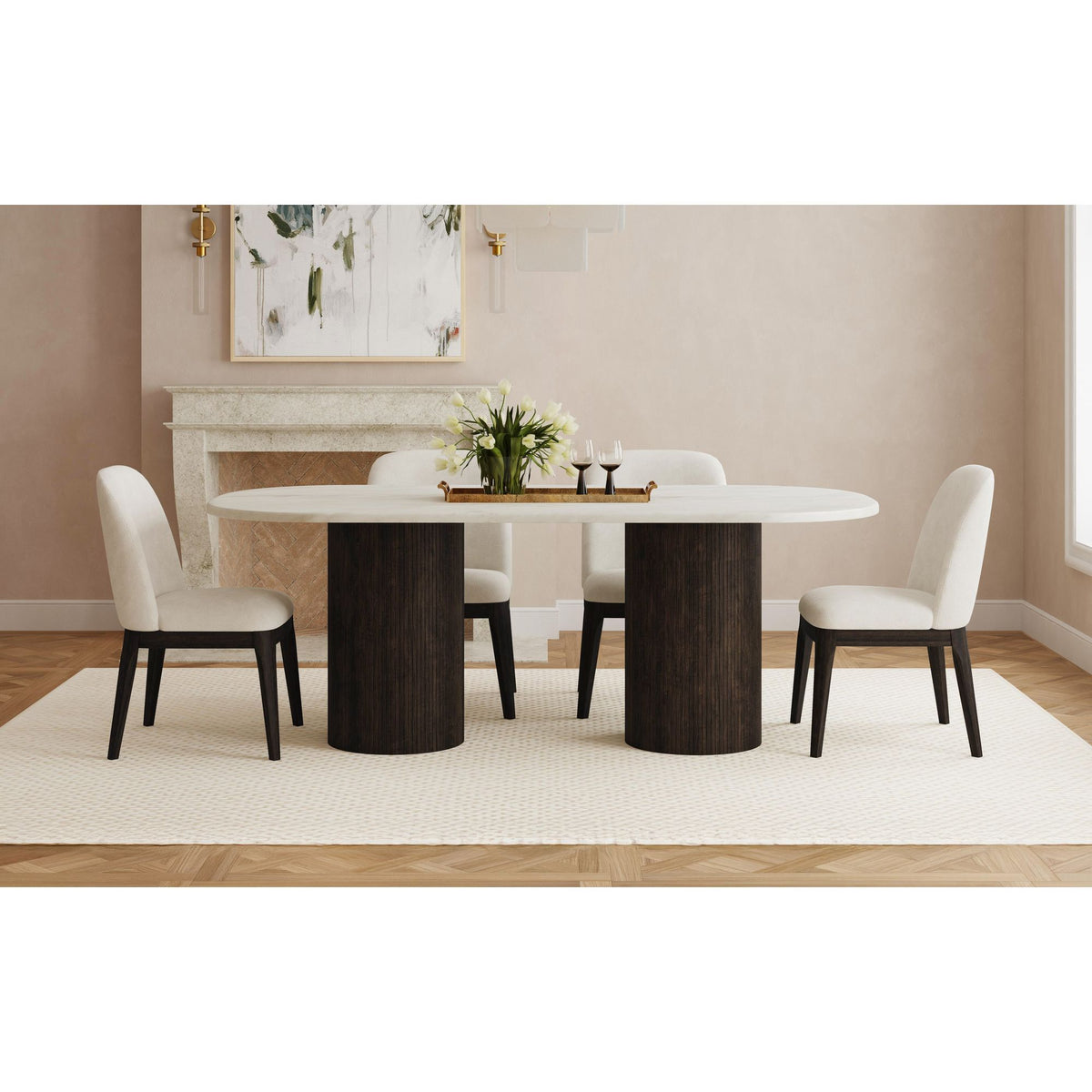 Sylvie Standard Height Dining Set, Oval Table in Black by Elements International, view 7