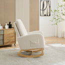 High Back Glider Rocking Chair With Retractable Footrest And Rubber Wood Legs