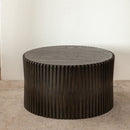 Cylindrical Coffee Table With Vertical Texture Relief